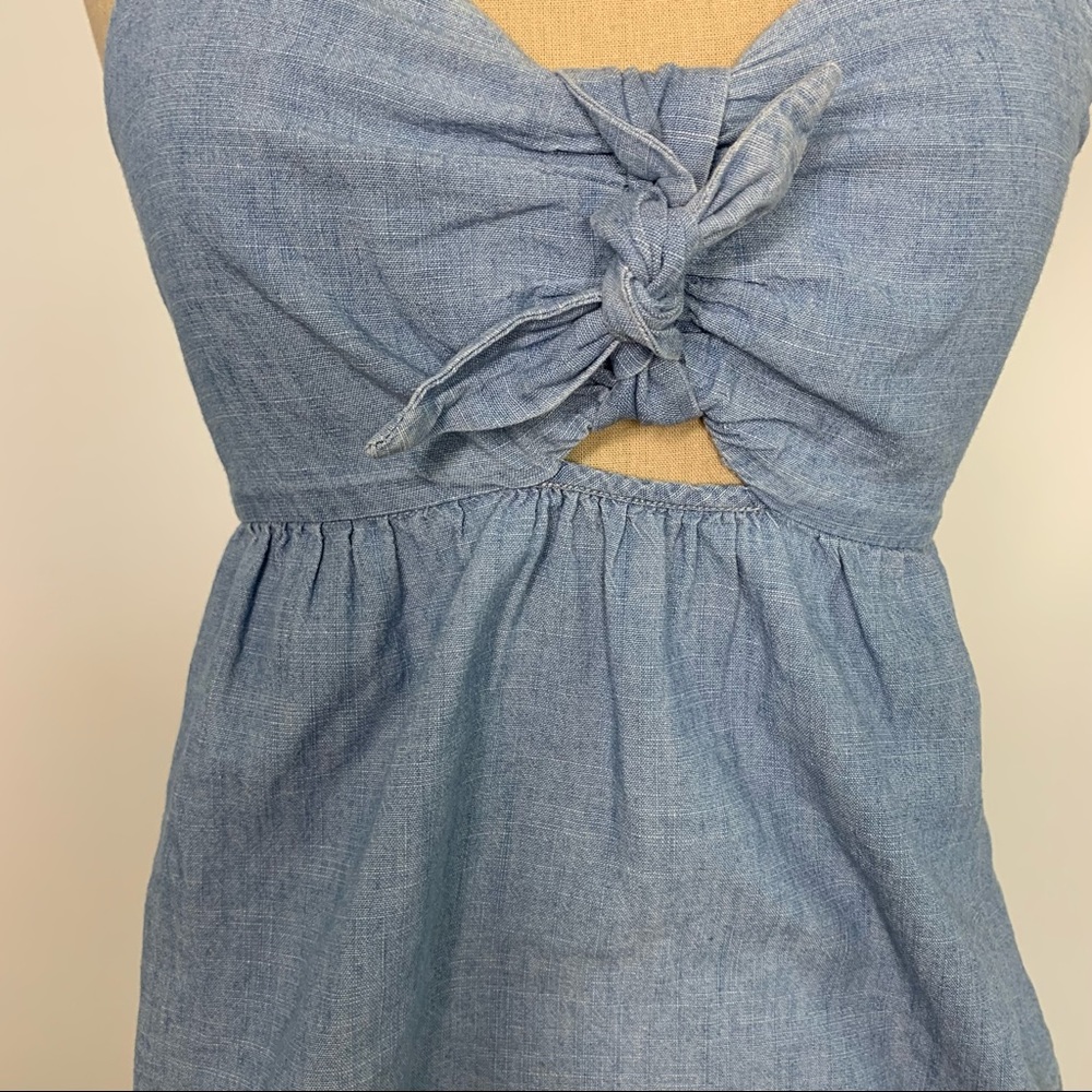 Madewell Chambray Tie-Front Keyhole Cami Top Cotton 00 - Picture 11 of 16